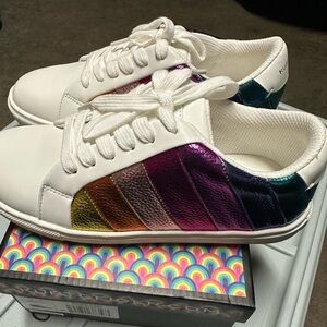 Kurt Geiger White Sneakers with Rainbow Stripes